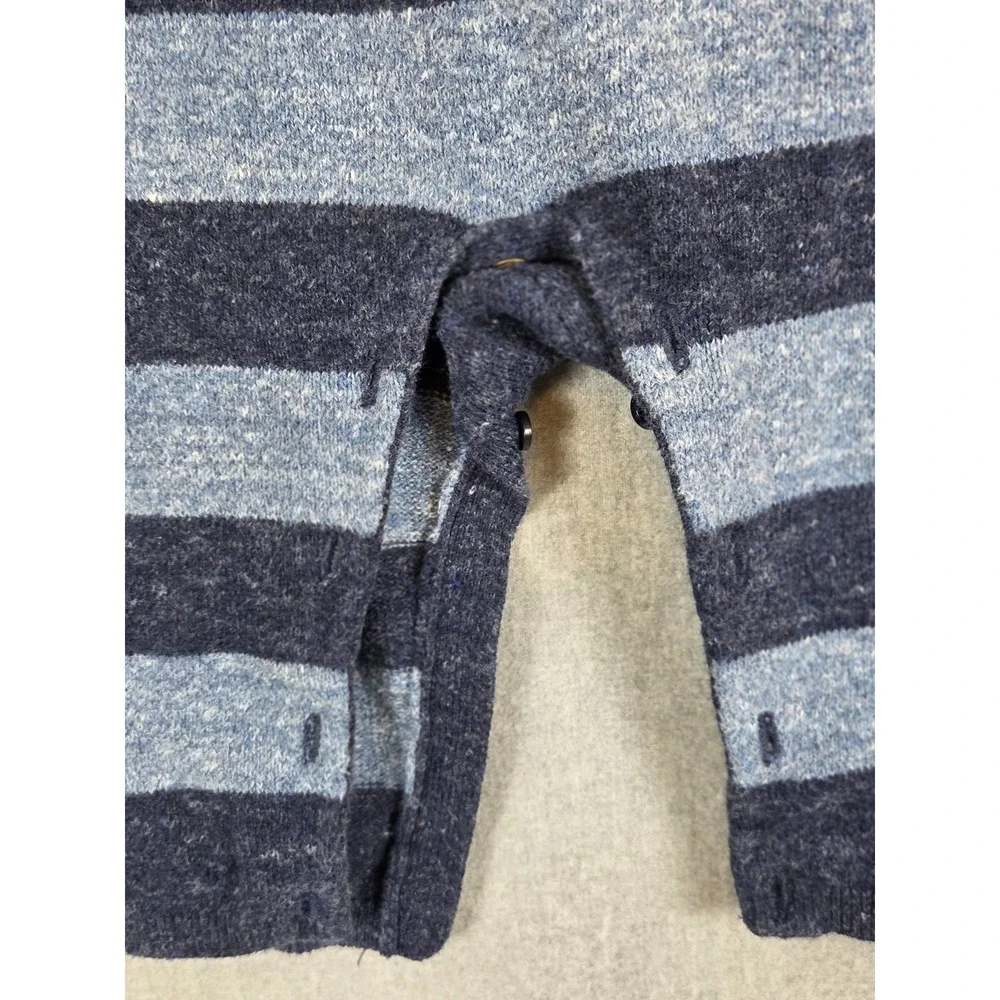 GAP‎ Baby Footless One Piece 6-12 Mos Stretch Navy Heather Teddy Bear Logo Cozy